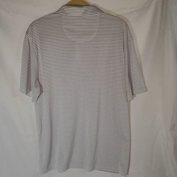 Jack Nicklaus Polo Shirt Men’s Large White Black Stripe Golf Shirt Golden Bear - Picture 5 of 8